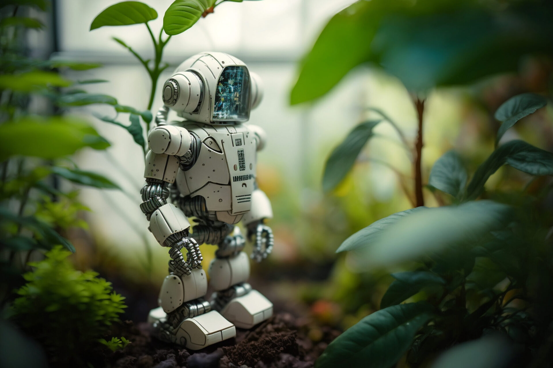 The concept of a smart farm using technology. Robot in agriculture AI Generation